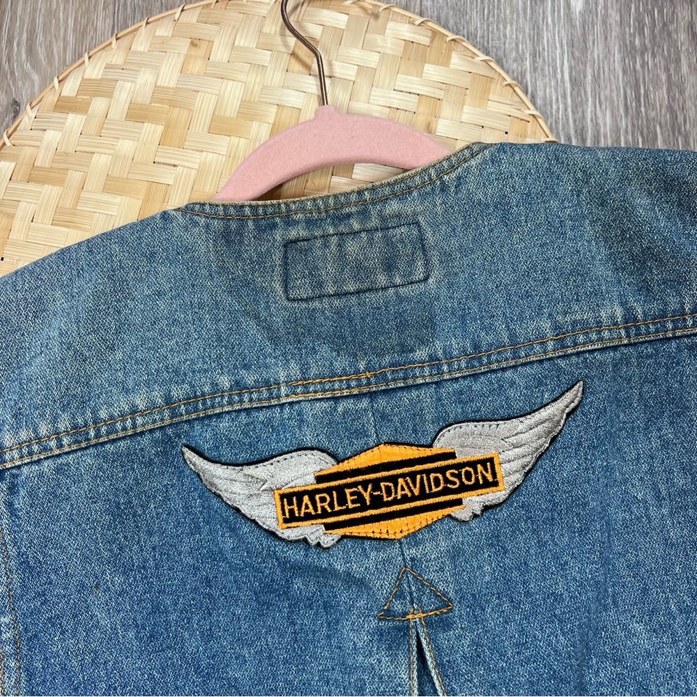 Vintage Harley Davidson patchwork denim vest motorcycle - Picture 7 of 7